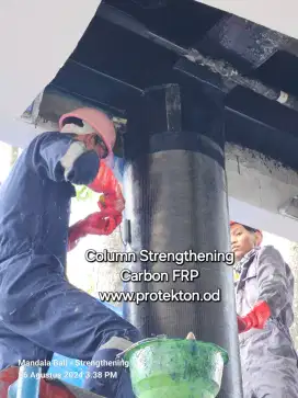 Perkuatan struktur Beton Carbon FRP, CFRP, Fiber wrapping retrofitting