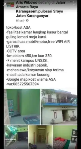 Kost wisma asa putra/putri