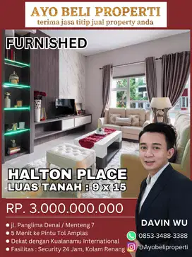 DIJUAL RUMAH FULL FURNISHED DI KOMPLEK HALTON PLACE - MEDAN DENAI SHM