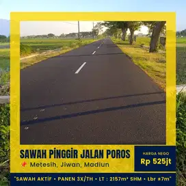 TANAH SAWAH AKTİF pinggir jalan raya POROS METESİH