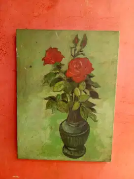 Lukisan Kanvas Bunga Mawar Oil Painting No Name