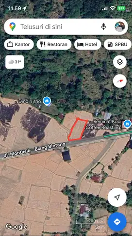 DIJUAL TANAH SAWAH DI MONTASIK (lokasi disamping jalan)