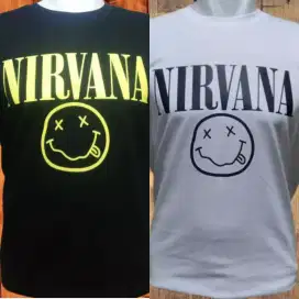 KAOS NIRVANA SMILE FACE / BUILT UP / 100% KATUN COMBED 24S REAKTIF