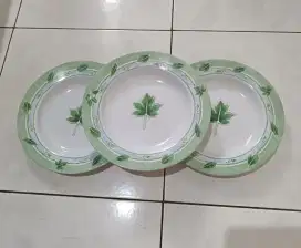 3 pcs piring makan melamine motif daun