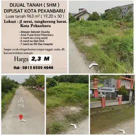 Dijual tanah ditengah kota pekanbaru 2,3 M nego