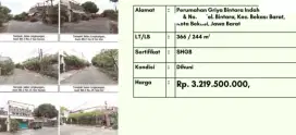 Dijual Rumah Siap Huni Perumahan Griya Bintara Indah Bekasi