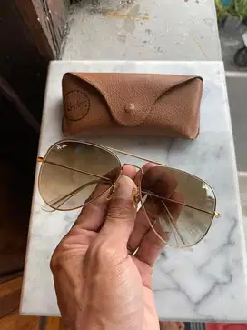 kacamata Ray-Ban aviator kaca gradient brown sz 62 siang malam