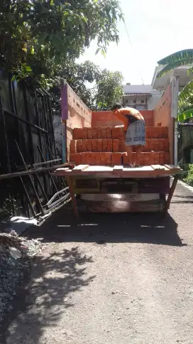 Material alam: bata merah garut pasir beton/pasang cimalaka