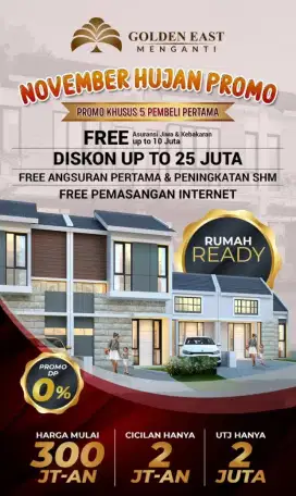 Cukup 2 Juta DP 0 Free Biaya² dan Dapatkan Rumah Di Menganti