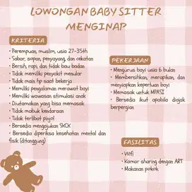 Loker Baby Sitter Menginap