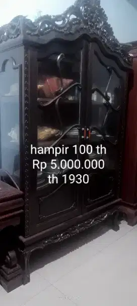 THN 1930 lemari kaca bufet jati antik tua  bekas jadul Bogor vintage