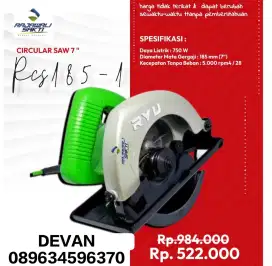 Ryu mesin circularaw RCS185-1 murah bergaransi