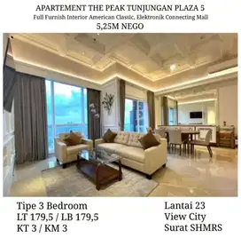 Apartemen The Peak Tunjungan Plaza 5 Full Furnish Connecting Mall 3BR