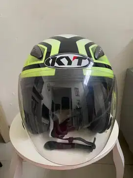 HELM KYT GALAXY SLIDE SUPER FLUO HALF FACE DOUBLE VISOR SNI DOT