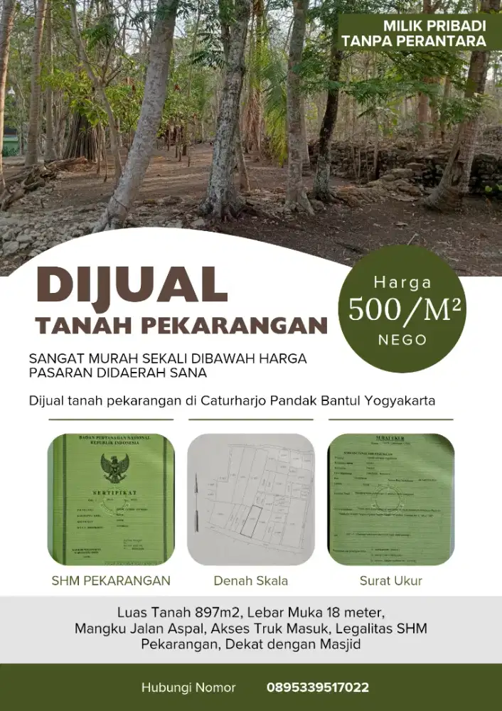 TANAH MURAH COCOK UNTUK INVESTASI, DAERAH PANDAK BANTUL