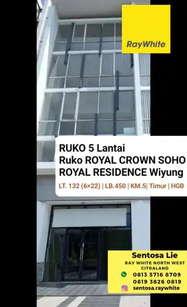 Dijual Ruko Royal Crown Soho Royal Residence Wiyung Surabaya dekat PTC