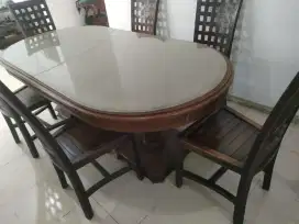 MEJA MAKAN JATI UKIR 1 SET