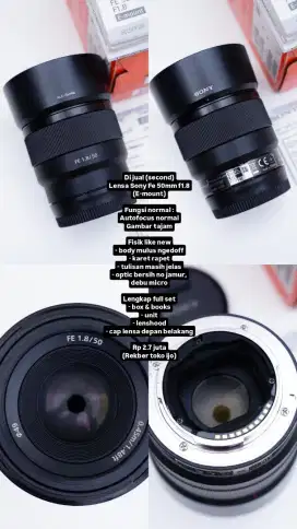 Lensa Sony Fe 50mm f1.8 (like new)