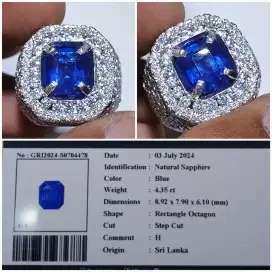 Natural Blue Sapphire 4.35ct H Srilanka GRI Lab