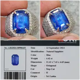 Natural Blue Sapphire 4.42ct Srilanka memo GRI