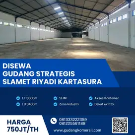 Disewakan Gudang Industri 3800m2 Lokasi Slamet Riyadi Kartasura