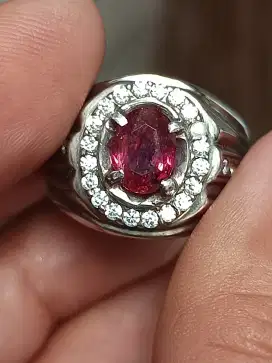 Batu garnet rhodolite Srilanka 1.65 crat ring perak memo CGL