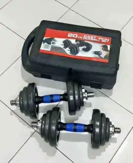 PROMO Dumbel set Besi Croom Hitam 20kg + Konektor