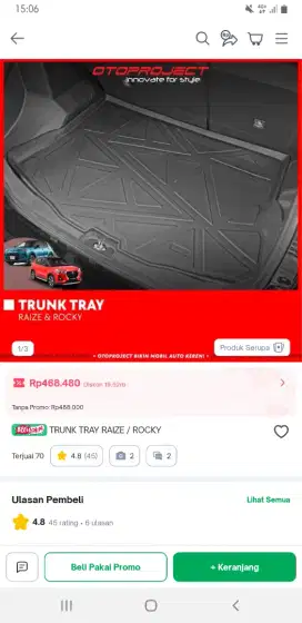 Trunk Tray Raize second kondisi 95%