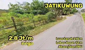Jual tanah lokasi jatikuwung luas 215mtr harga 2,8jt/mtr nego