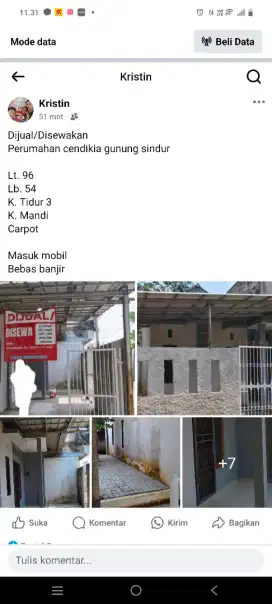 DIJUAL BU / DISEWAKAN RUMAH TINGGAL