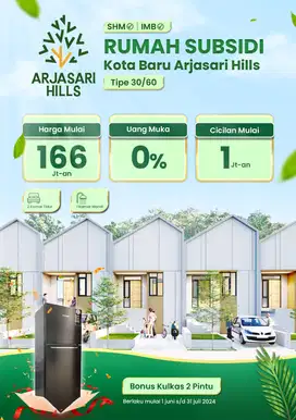 Subsidi 30/60 Kota Baru Arjasari Hills. Bandung