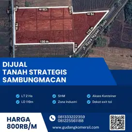 Dijual Lahan Zona Industri,Lokasi Sambungmacan Sragen,Luas 2 Hektar