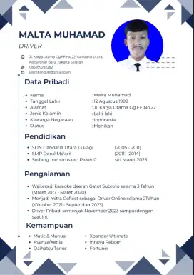 Mencari pekerjaan sebagai driver pribadi/operasional