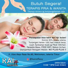LOKER TERAPIS PIJAT PRIA & WANITA yg pengalaman kerja di Outlet Pijat