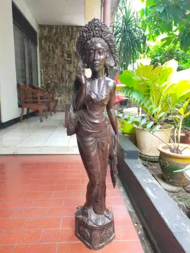 Patung Putri Bali Dari Kayu Jati (jadul)