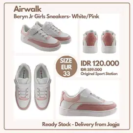 Airwalk Beryn Jr Girls Sneakers - White/Pink Size 33 Sepatu Anak