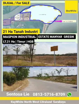 Dijual 21 Ha Tanah Industri Maspion industrial Estate Manyar Gresik