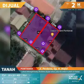 Dijual tanah Jl. Perdana, Gg. H. Majid Pontianak