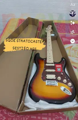 Gitar Sqoe strat sest250 sunburst free jack kabel