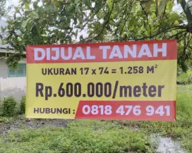 Tanah 1258 Meter Strategis Di jln Sumatera Kota Binjai