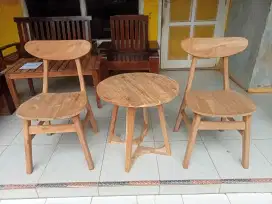 Kursi teras rumah kursi cafe ropan bahan kayu jati ready stock