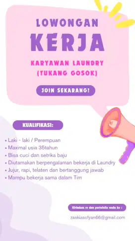 KARYAWAN LAUNDRY (TUKANG GOSOK)