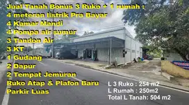 Jual TANAH Bonus 3 RUKO & 1 Rumah di atasnya