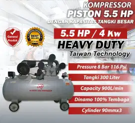 KOMPRESSOR PISTON ANGIN 5.5 HP Heavy Duty KAPASITAS TANGKI BESAR