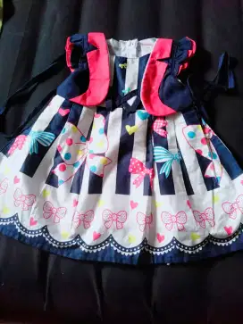 Dress navy baby import motif pita