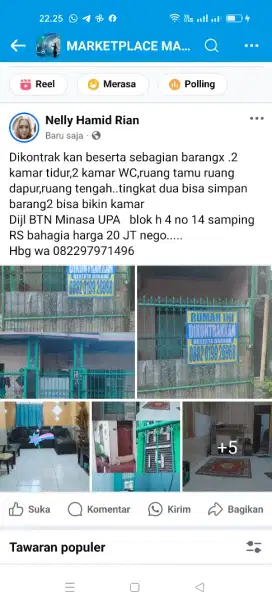 Dikontrakkan rumah  beserta sebagian barangx BS jg tanpa barang