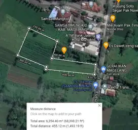 Jual Tanah 6357m samping Samsat Mungkid