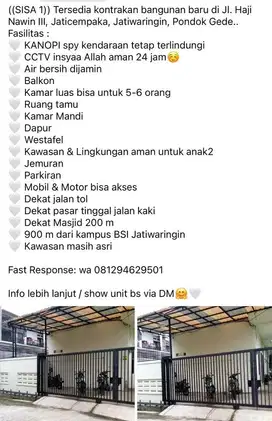 KONTRAKAN AC NYAMAN BERSIH FASILITAS ⭐️⭐️⭐️⭐️⭐️