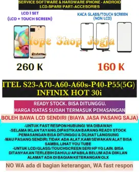 Service HP-Baterai-Touchscreen-LCD ITEL S23-A70-A60-A60s-P40-P55(5G)