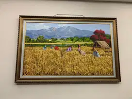 Lukisan kanvas Dodik Hartono Panen uk 230 x 160 cm